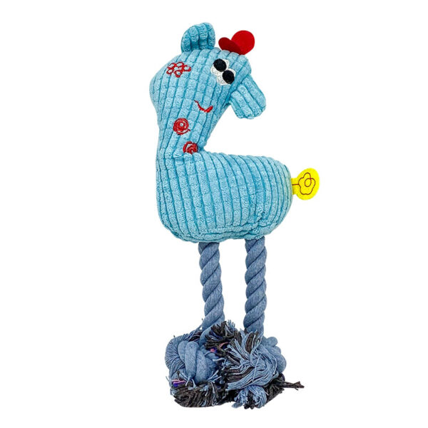 jirafa de felpa celeste y cuerda para perros