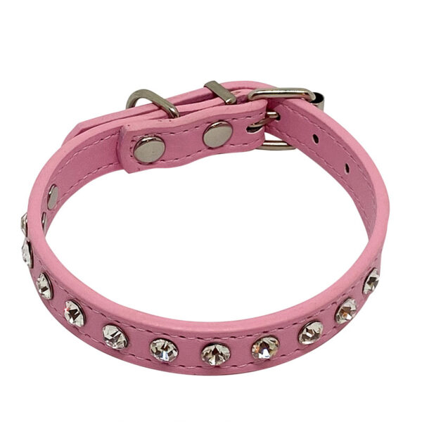 collar mascota perro y gato con brillos rosado