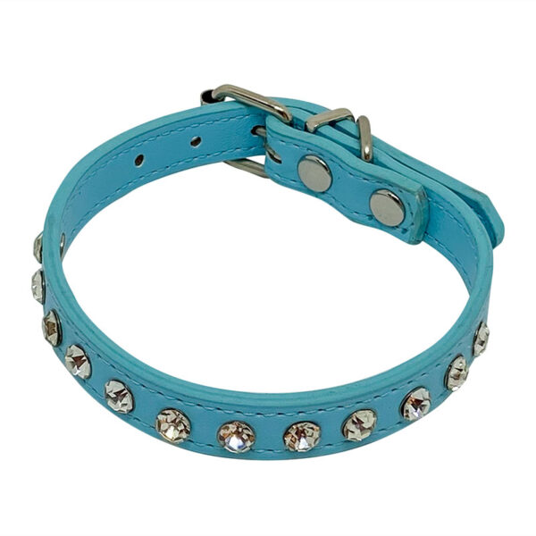 collar mascota perro y gato con brillos celeste