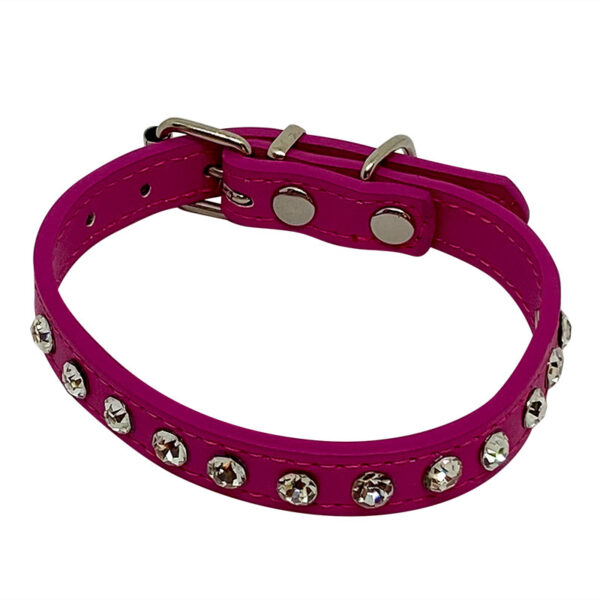 collar mascota perro y gato con brillos fuccia