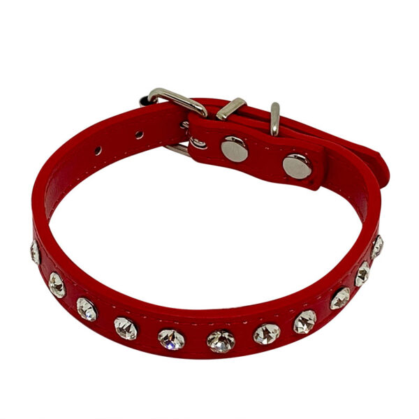 collar mascota perro y gato con brillos roja