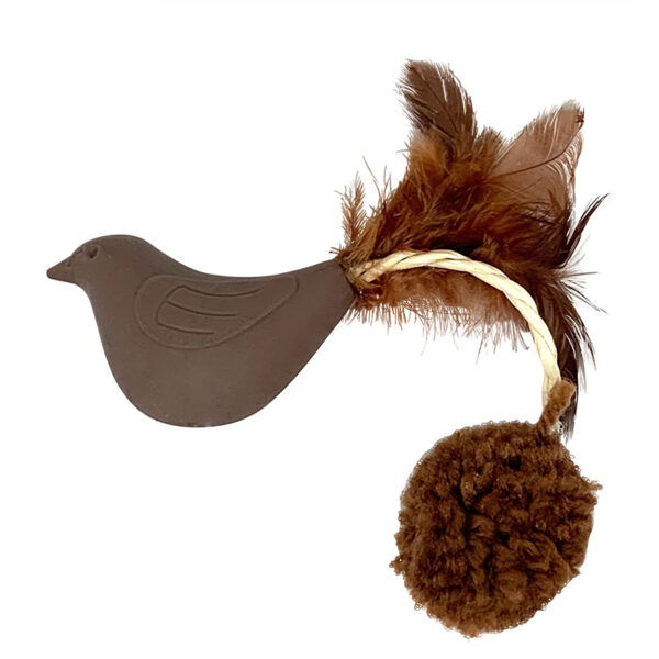 Pajaro con pompón para gatos