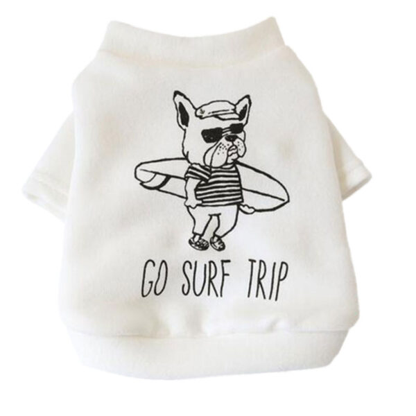 Poleron Go Surf Trip para perros color blanco