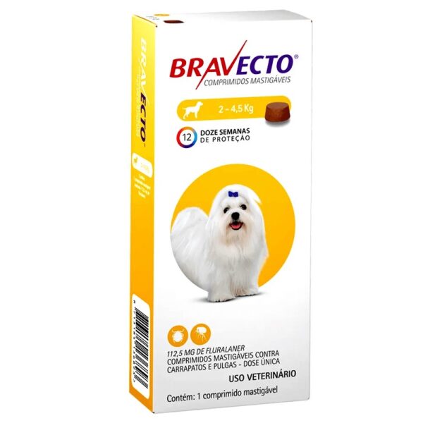 Bravecto antiparasitario para perros entre 2 a 4,5Kg, 1 comprimido