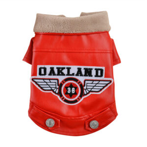 Chaqueta de eco cuero Oakland para mascotas - Roja